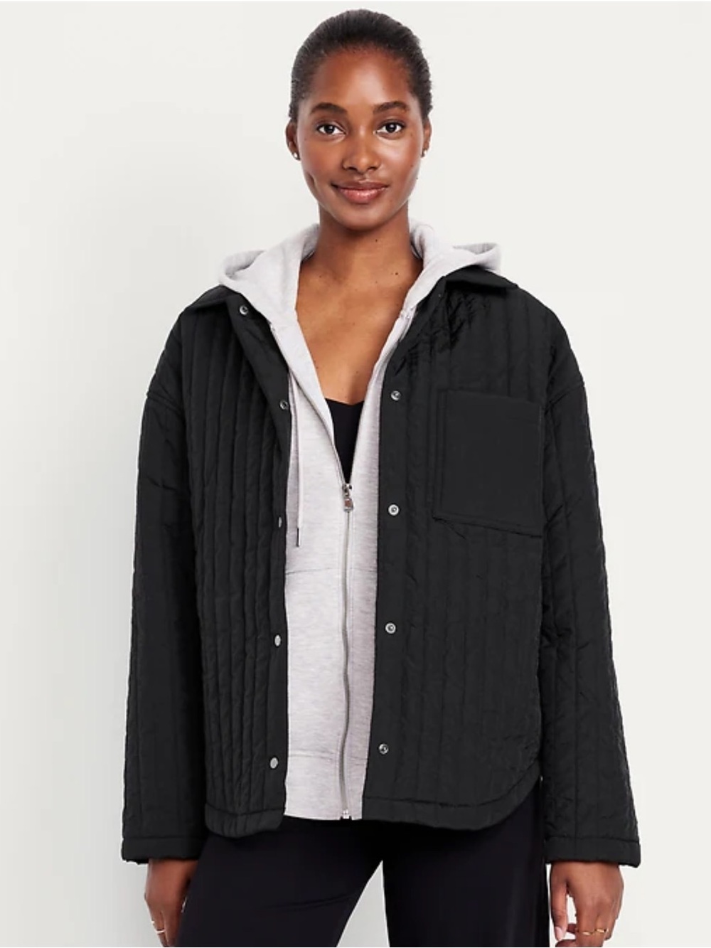 Black Quilted Lightweight Jacket - Water Resistant Coat - Old Navy
